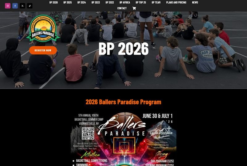 Screenshot of the ballersparadise.org homepage