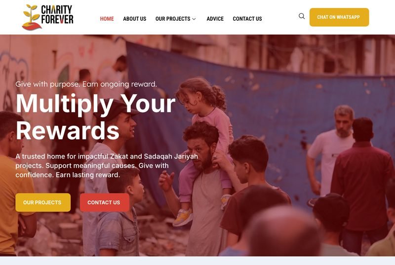 Screenshot of the charityforever.org homepage